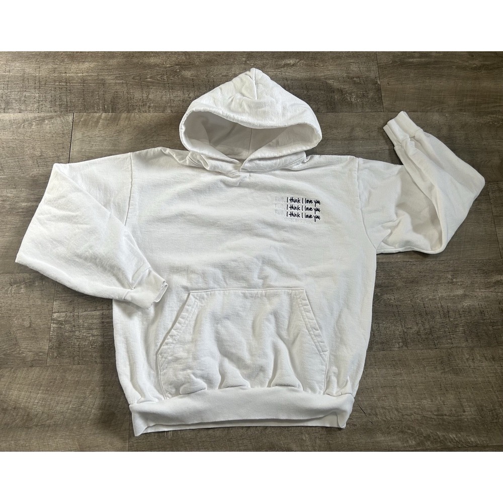 F*ck, I Think I Love You Men's‎ White Hoodie Sweatshirt Large L Graphic